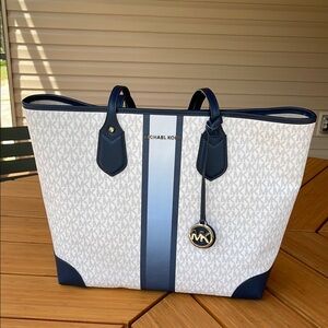 Michael Kors Blue and White Tote Bag